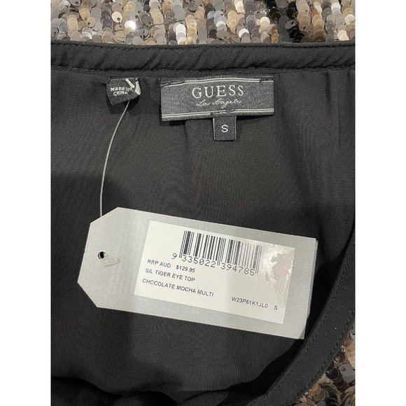 Guess Tiger Eye Sequins Tank Top Size S - Picture 6 of 7